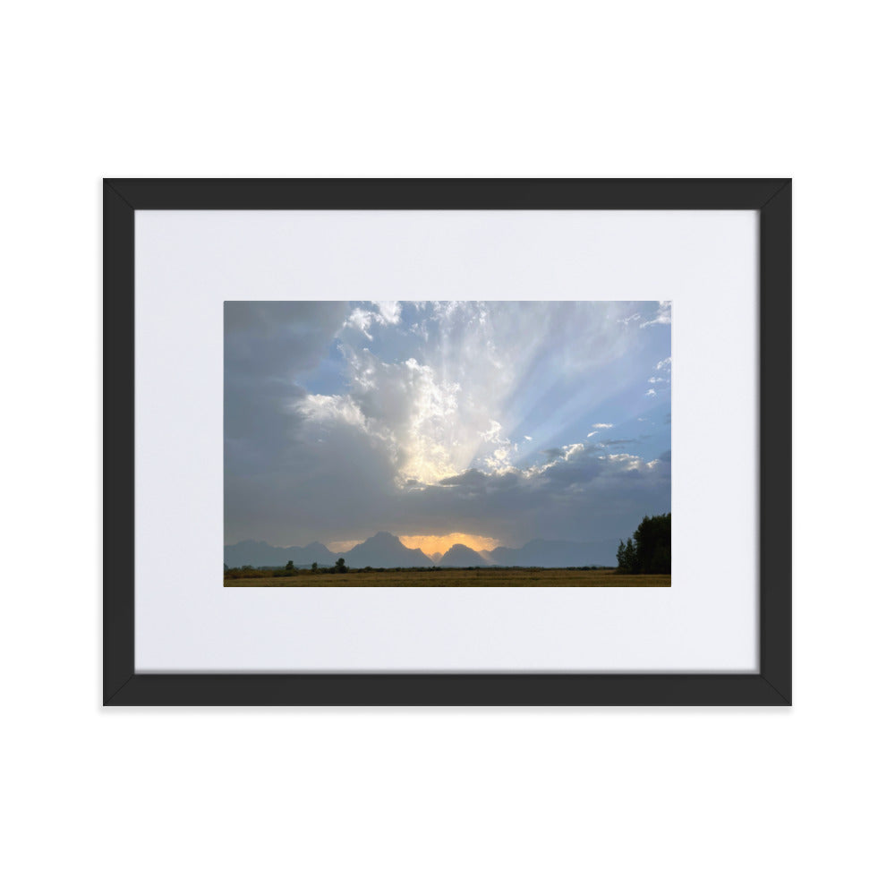 Grand Teton Storm Photograph Print in Mat and Frame