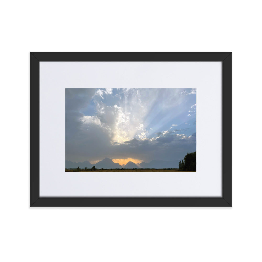 Grand Teton Heavenly Sky Photograph Print with Mat and Frame