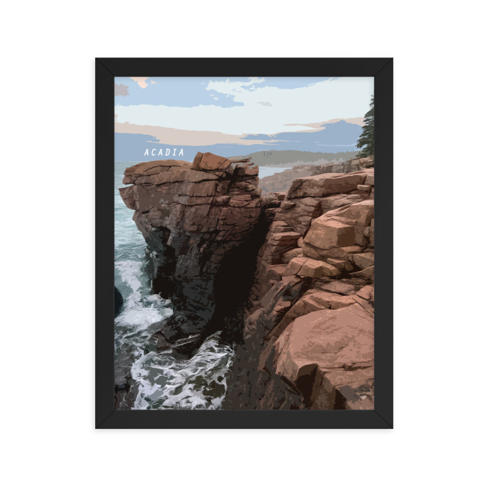 Acadia Thunder Hole - Wood Framed Print