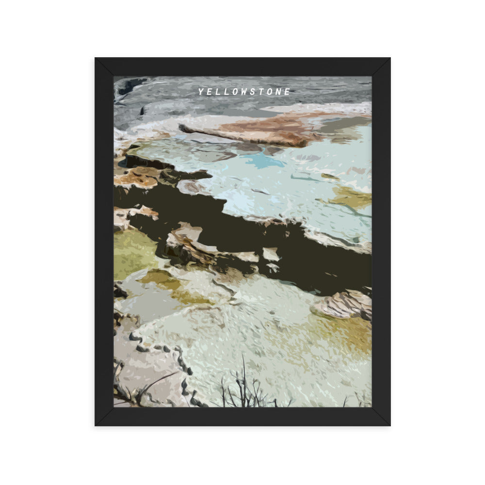 Yellowstone Mammoth Hot Springs Above - Wood Framed Print