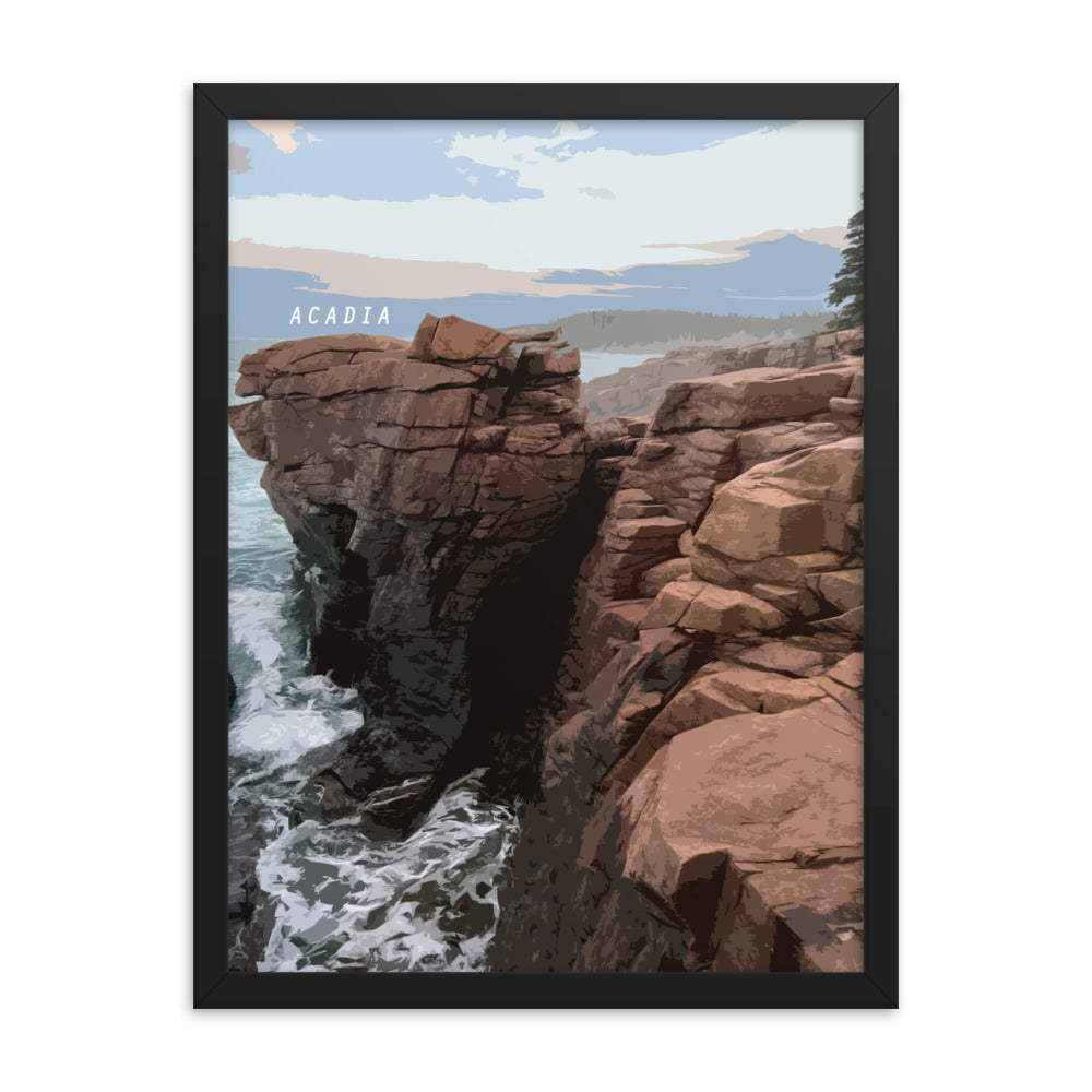 Acadia Thunder Hole - Wood Framed Print