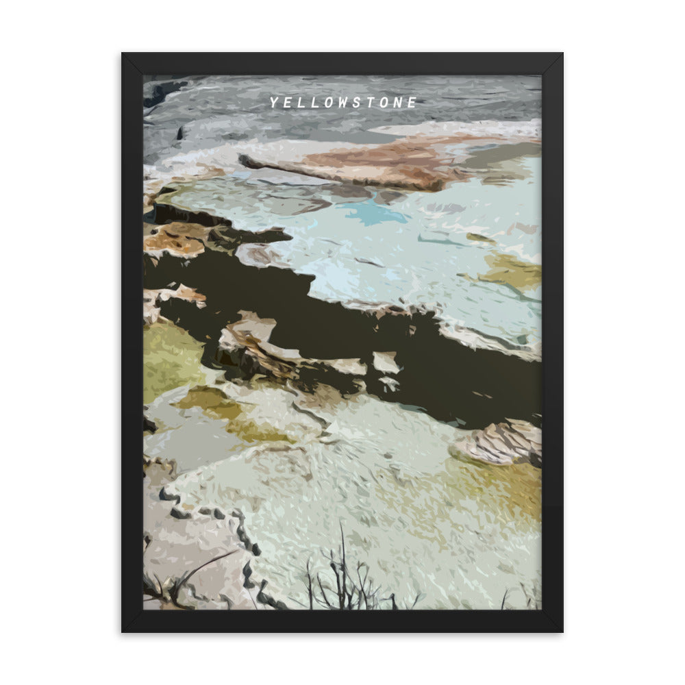 Yellowstone Mammoth Hot Springs Above - Wood Framed Print