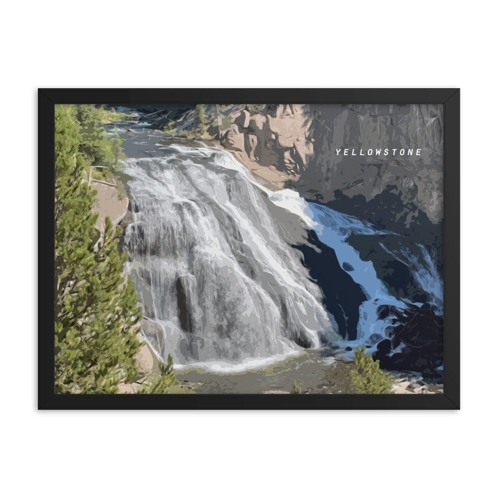 Yellowstone Gibbon Falls - Wood Framed Print