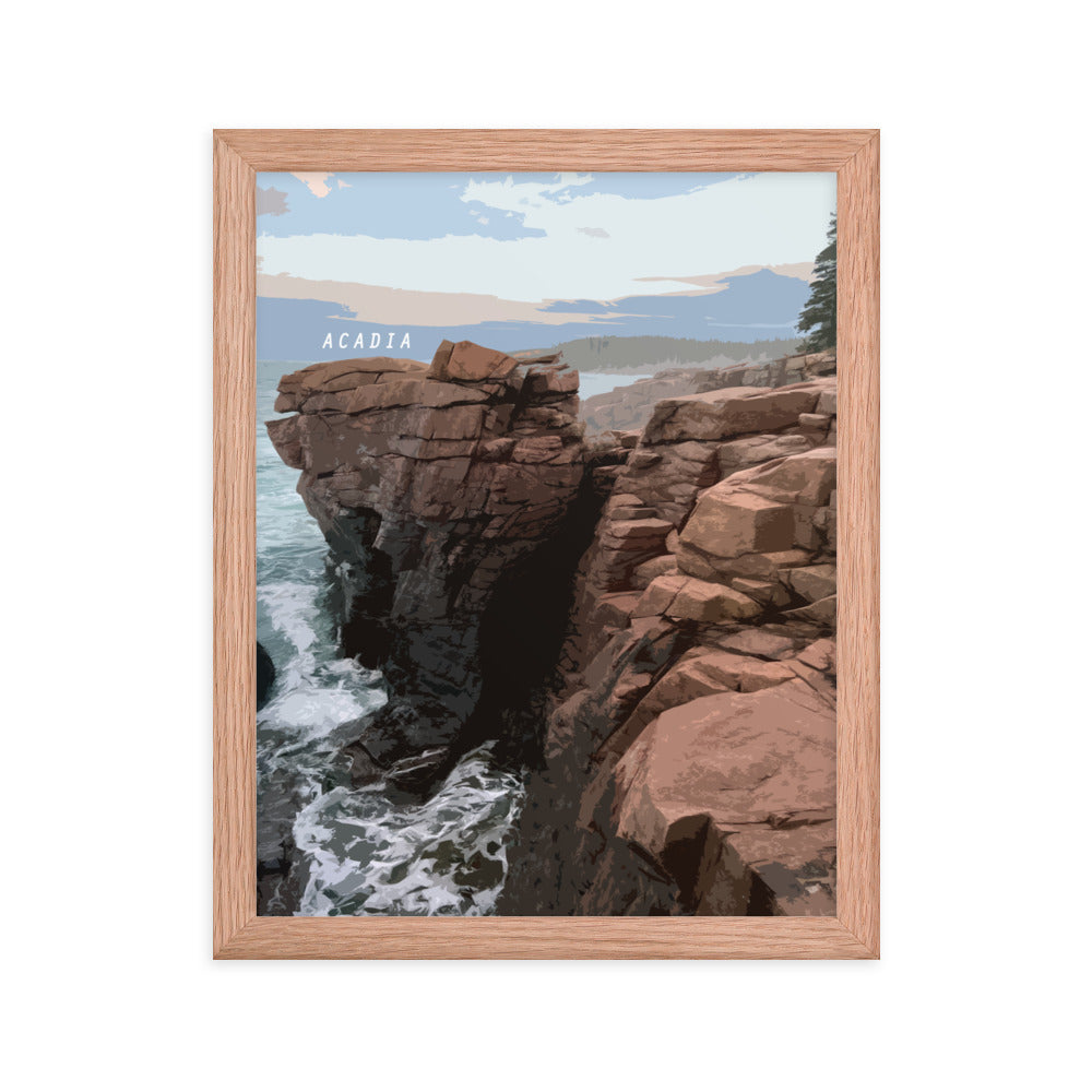 Acadia Thunder Hole - Wood Framed Print