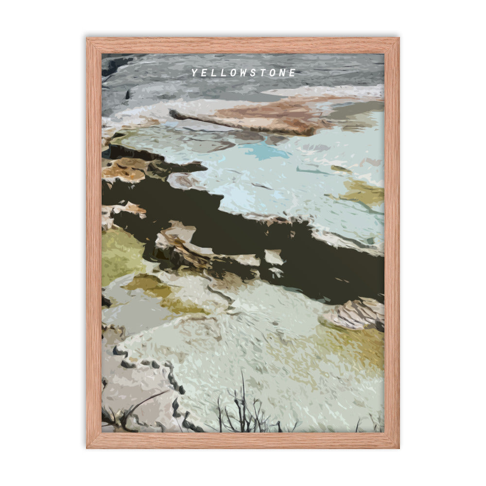 Yellowstone Mammoth Hot Springs Above - Wood Framed Print