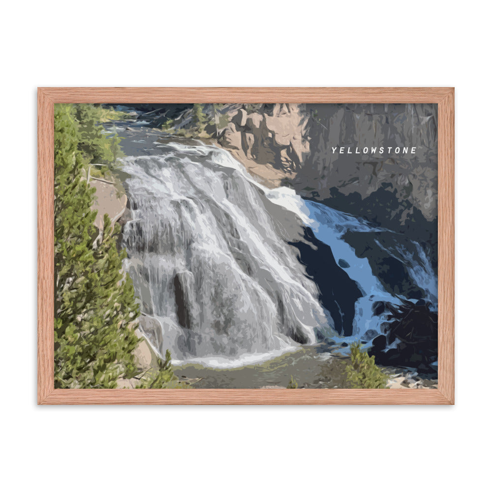 Yellowstone Gibbon Falls - Wood Framed Print