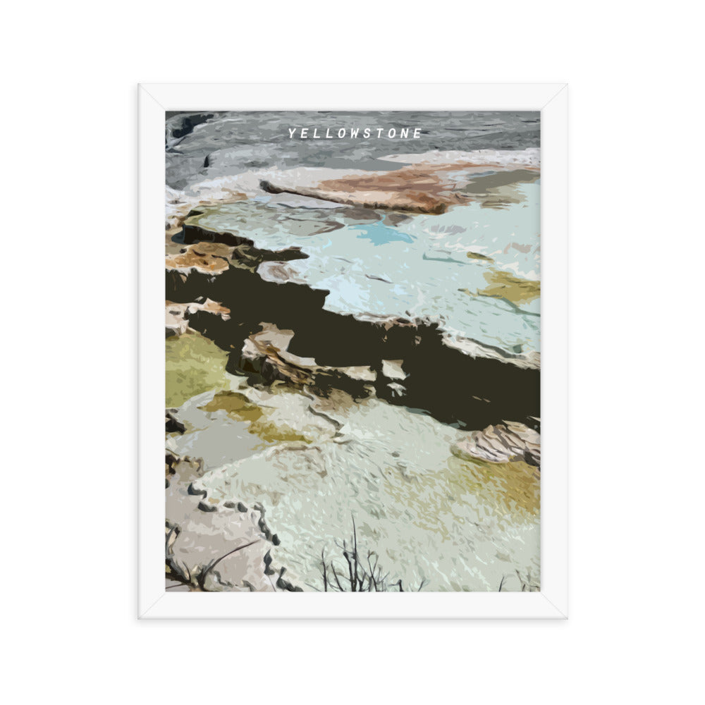 Yellowstone Mammoth Hot Springs Above - Wood Framed Print