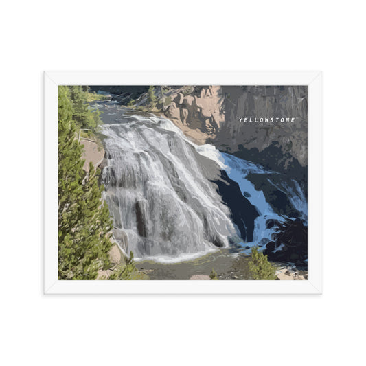 Yellowstone Gibbon Falls - Wood Framed Print