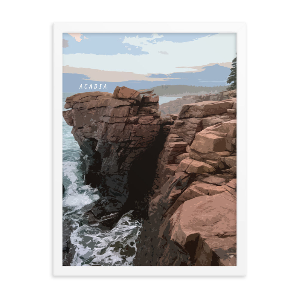 Acadia Thunder Hole - Wood Framed Print