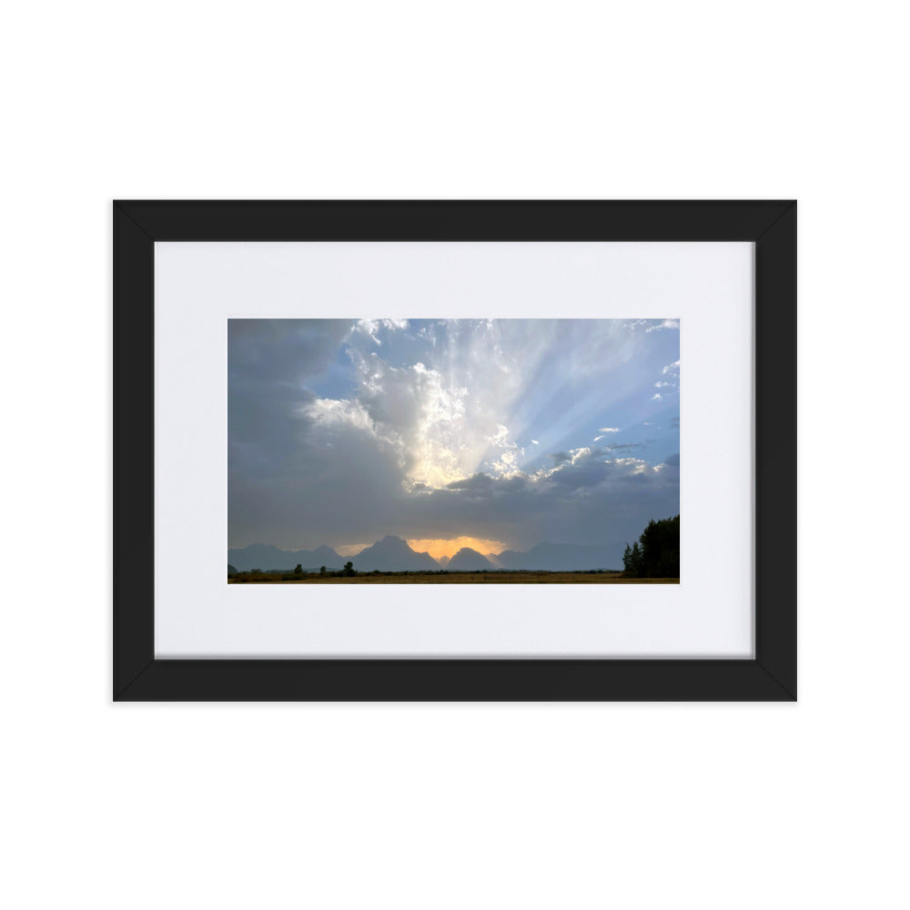 Grand Teton Storm Photograph Print in Mat and Frame