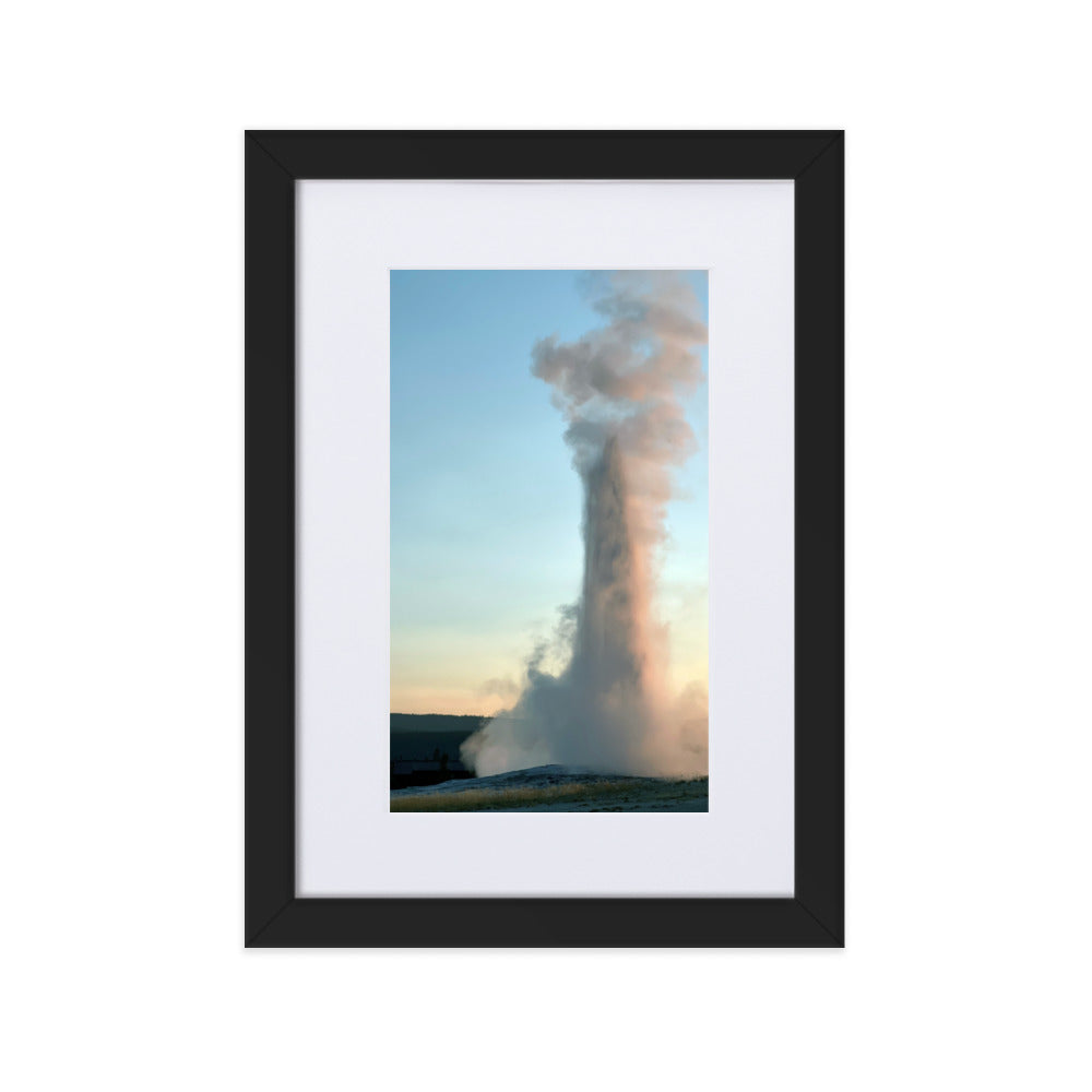 Yellowstone Old Faithful Photograph Print with Mat in Frame