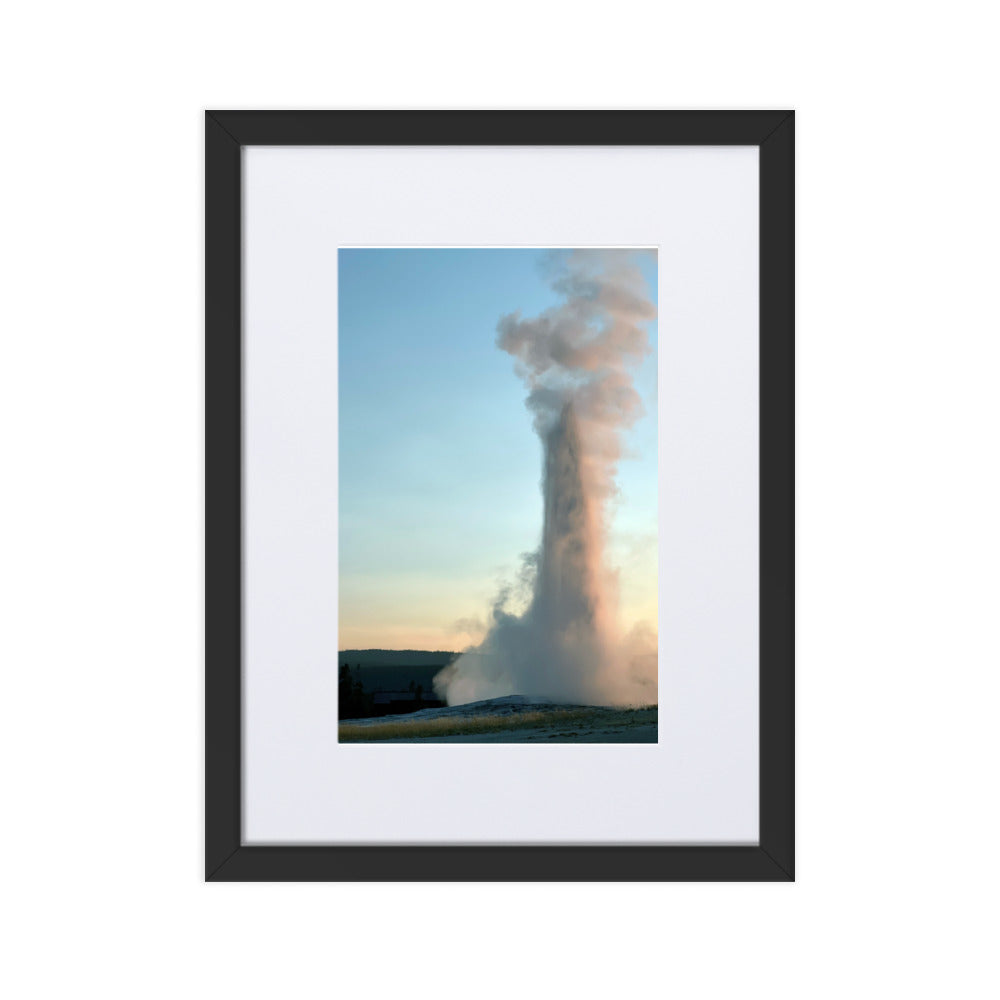 Yellowstone Old Faithful Photograph Print with Mat in Frame