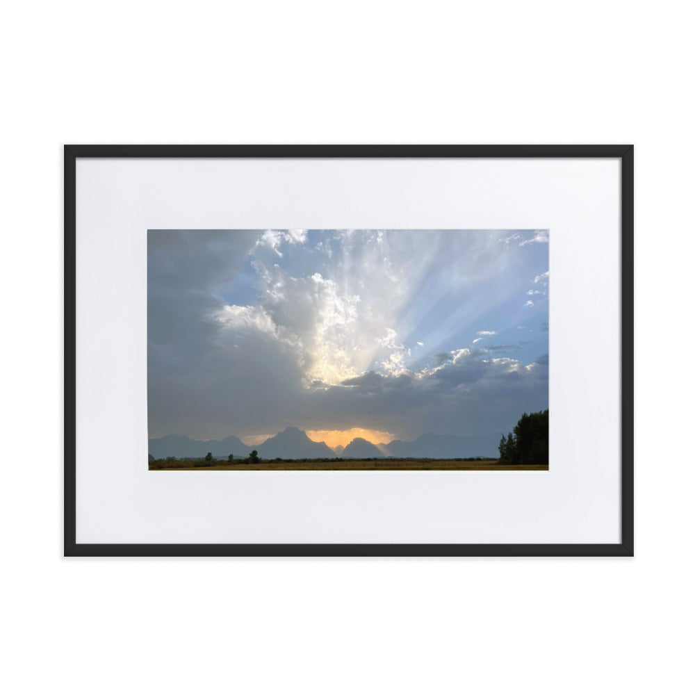 Grand Teton Storm Photograph Print in Mat and Frame