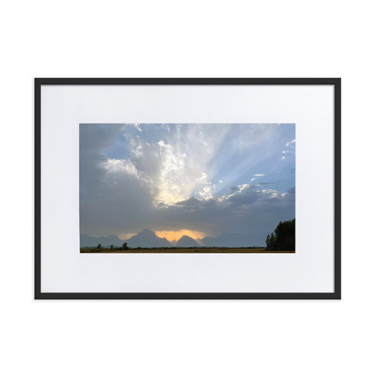 Grand Teton Heavenly Sky Photograph Print with Mat and Frame