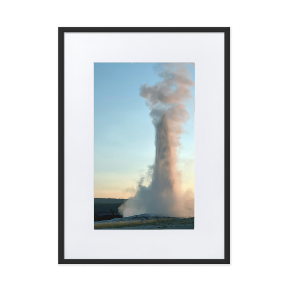 Yellowstone Old Faithful Photograph Print with Mat in Frame