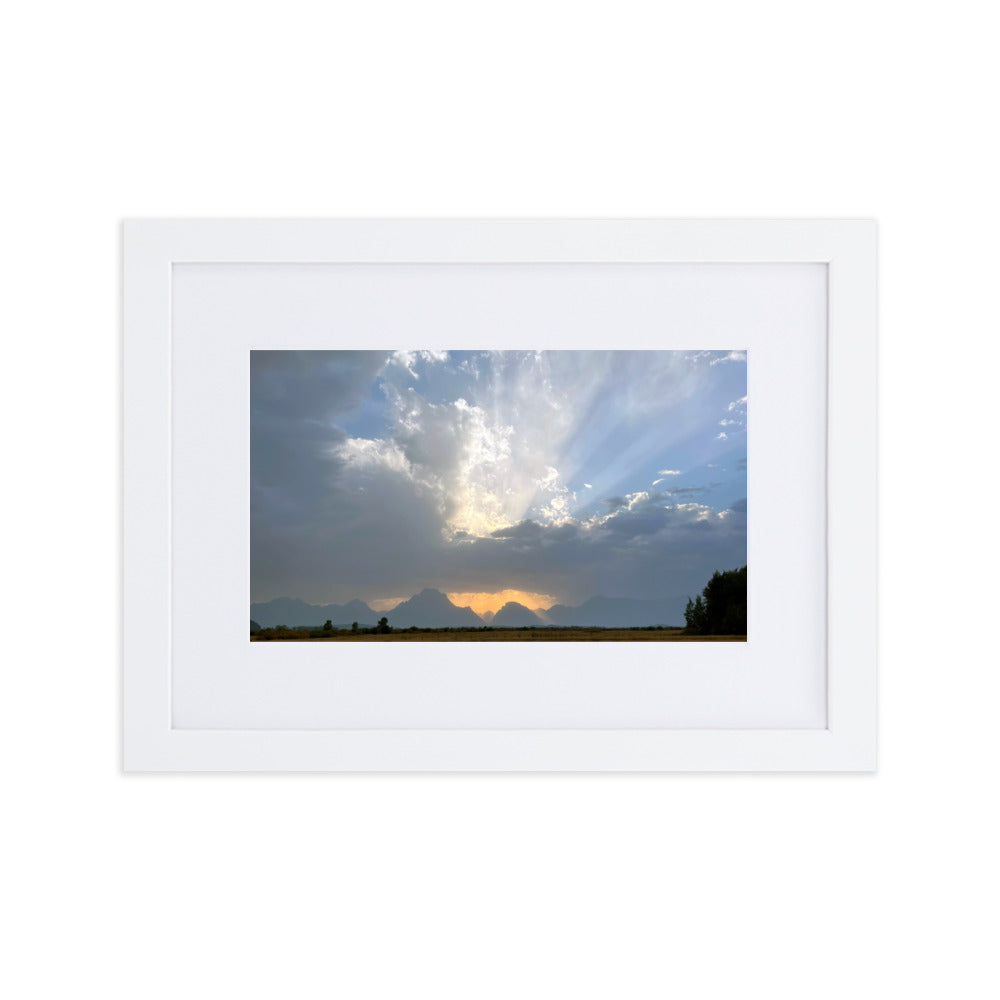 Grand Teton Storm Photograph Print in Mat and Frame