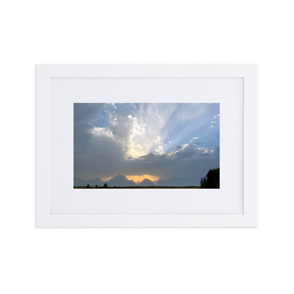 Grand Teton Heavenly Sky Photograph Print with Mat and Frame