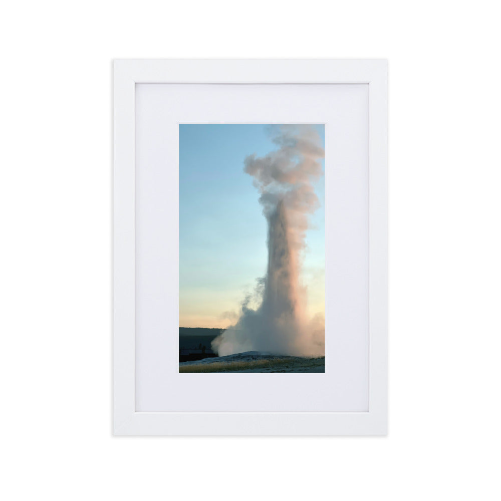 Yellowstone Old Faithful Photograph Print with Mat in Frame