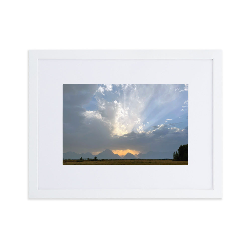 Grand Teton Storm Photograph Print in Mat and Frame