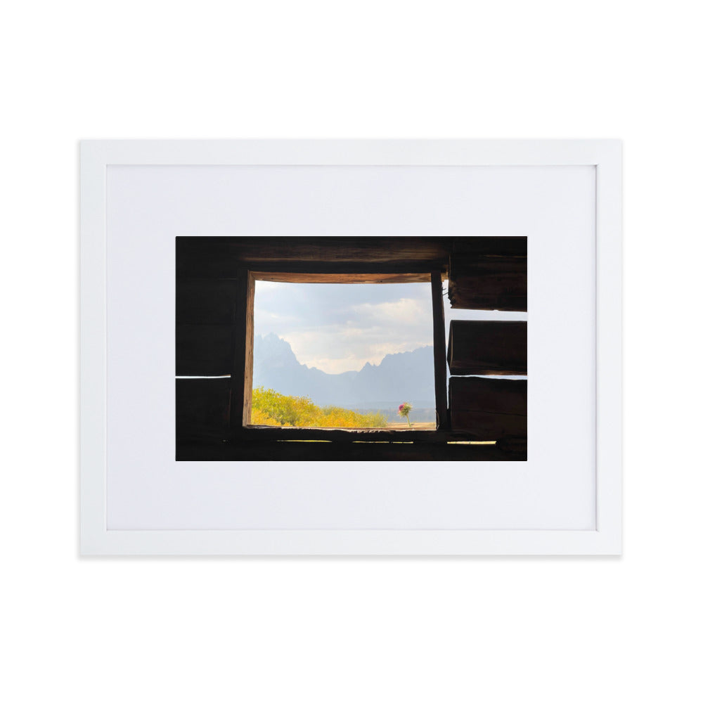 Grand Teton Cunningham Cabin Window Photograph Print in Mat and Frame