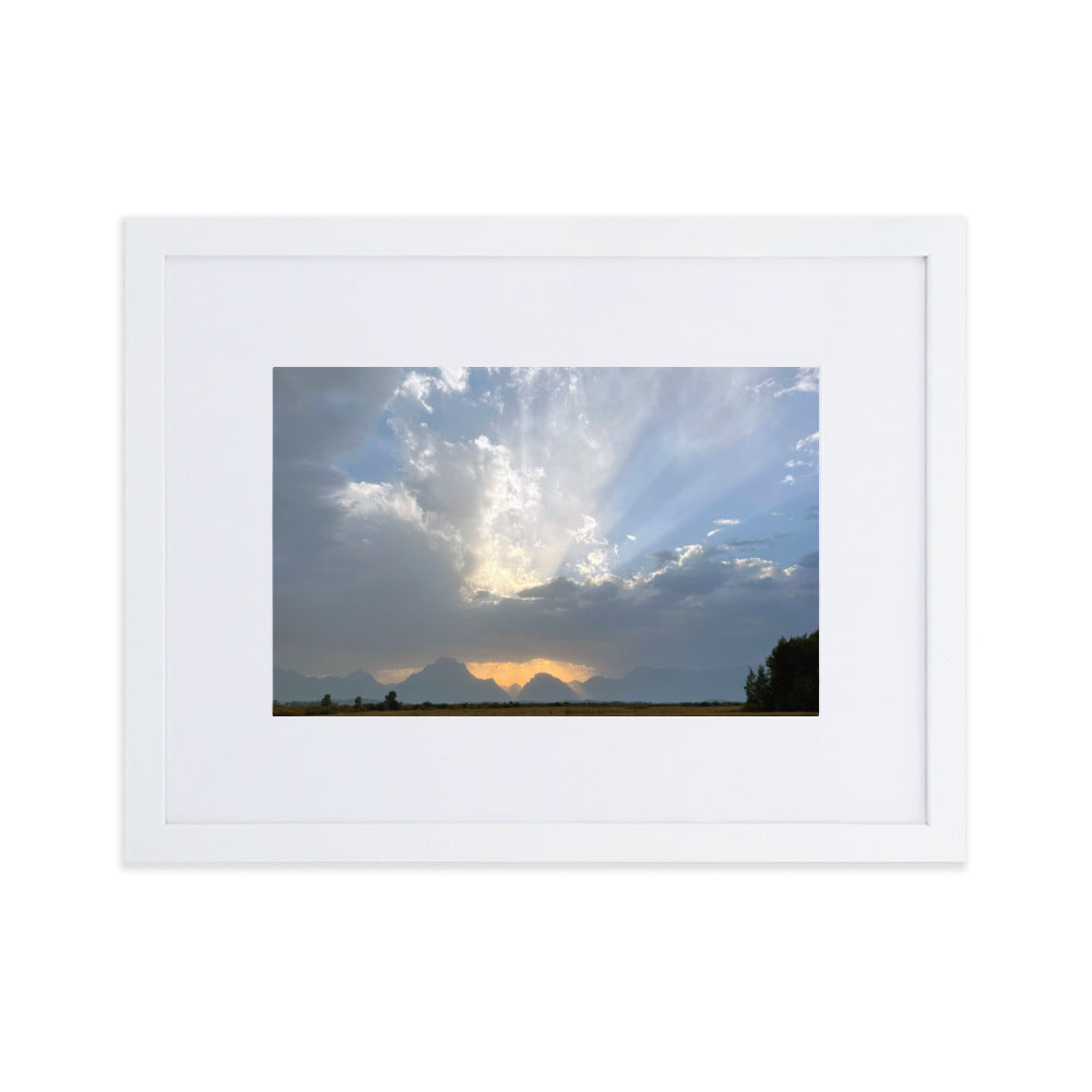 Grand Teton Heavenly Sky Photograph Print with Mat and Frame