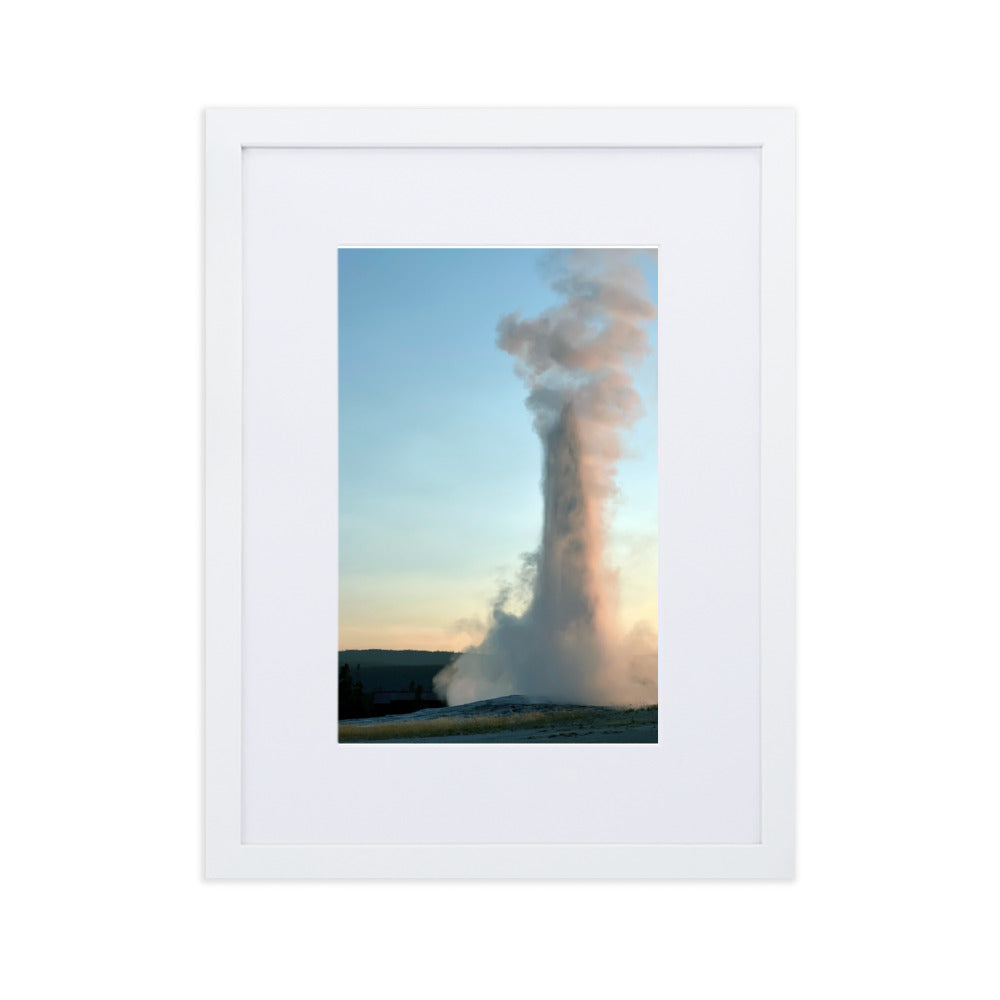 Yellowstone Old Faithful Photograph Print with Mat in Frame