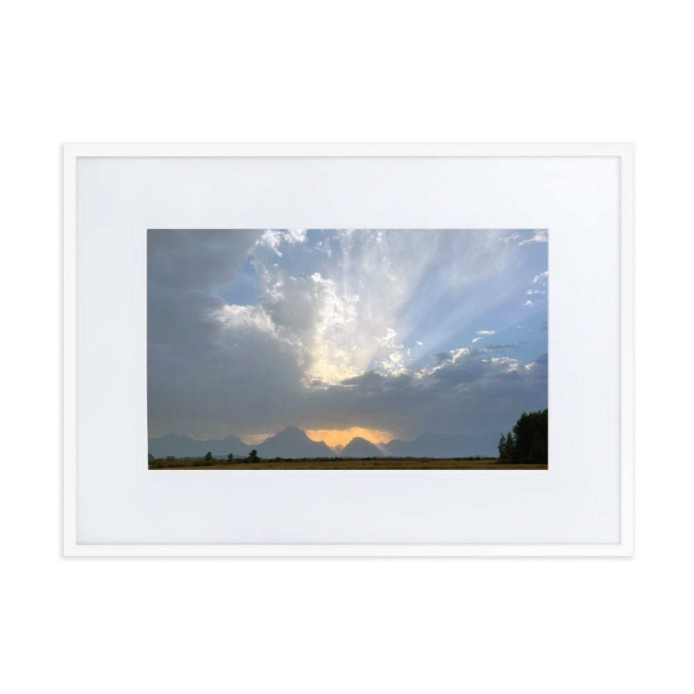 Grand Teton Storm Photograph Print in Mat and Frame