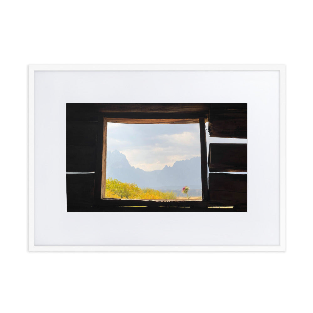 Grand Teton Cunningham Cabin Window Photograph Print in Mat and Frame