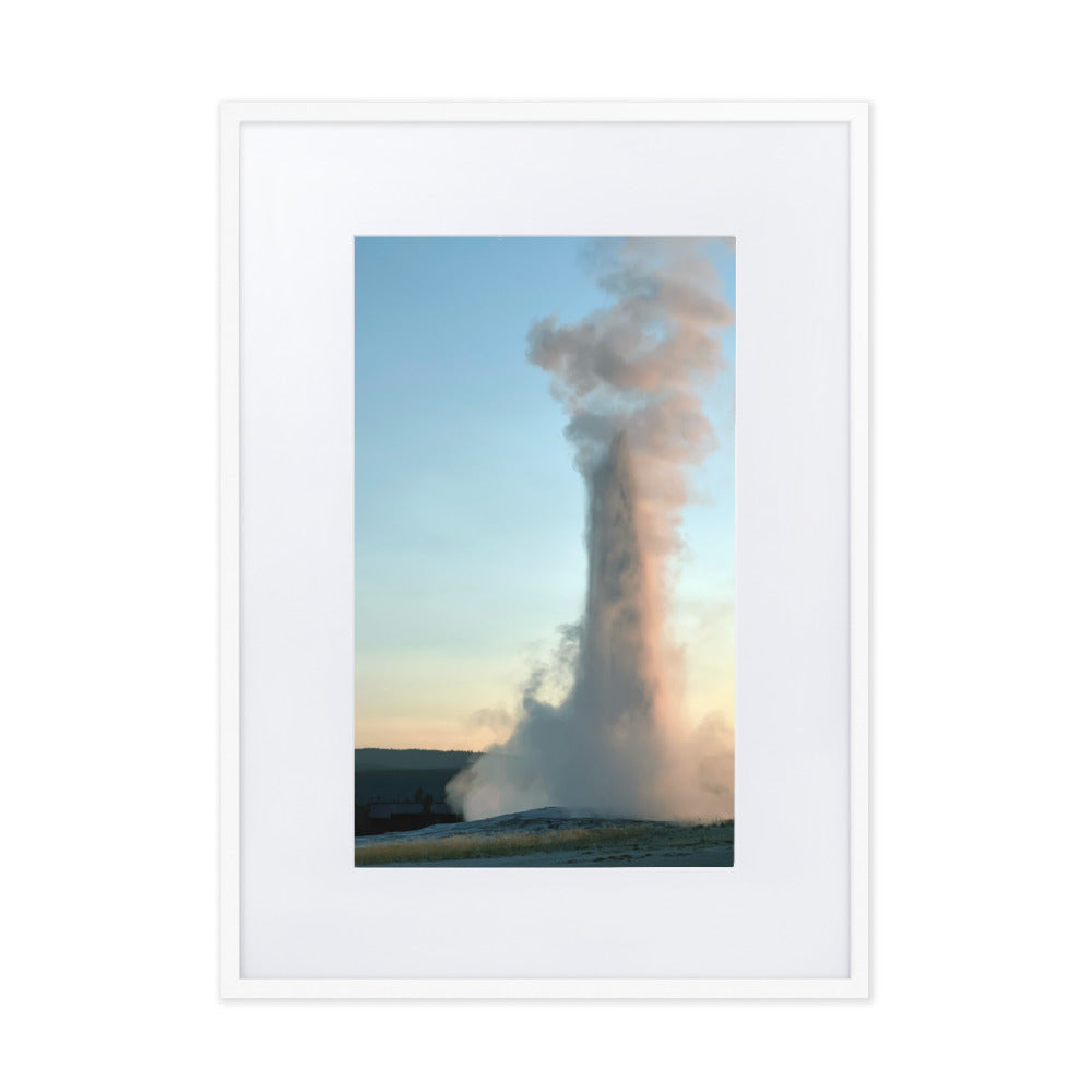 Yellowstone Old Faithful Photograph Print with Mat in Frame